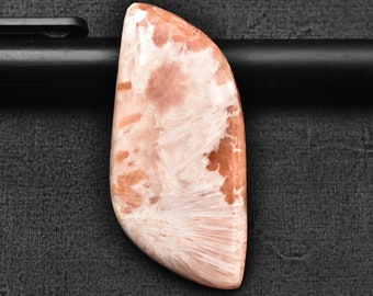 Orange Scolecite Cabochon / Pink Scolecite Gemstone / For Jewelry / Freeform Shape / 48.90 Ct. / 48X23X6 mm. Loose Gemstone D-853