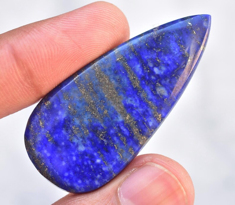 Loose Gemstone J-137 Lapis Lazuli Cabochon Top Grade Lapis Lazuli Gemstone Pear Shape 52.15 Ct 48x22x5 mm