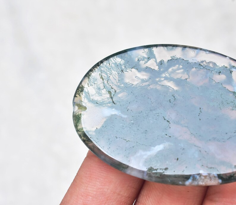 54x36x5 mm Loose Gemstone G-91 Moss Agate Cabochon High Quality Green Moss Agate Gemstone For Jewelry Oval Shape 98.10 ct