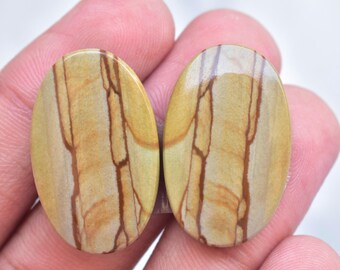 Landscape Jasper Pair Cabochon / Landscape Jasper Pair Gemstone / Oval Shape / 39.25 Ct. / 28x17x5 mm. / Loose Gemstone / J-301