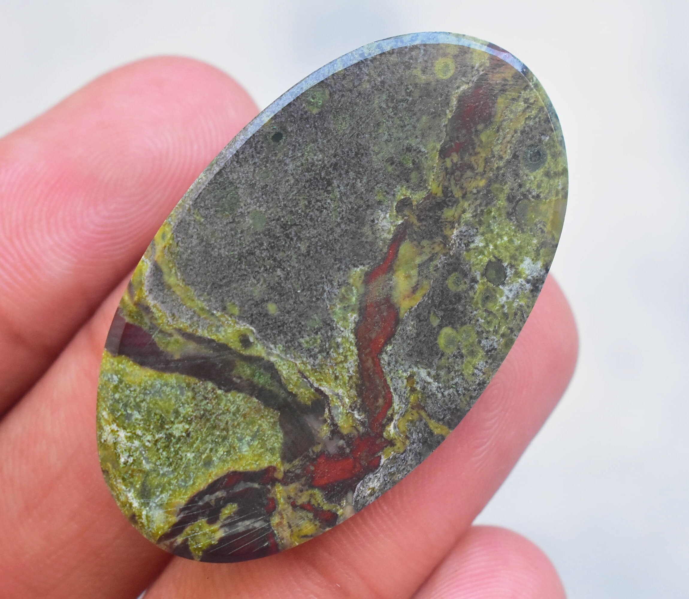Dragon Jasper Cabochon / Dragon Jasper Gemstone / Oval Shape / Etsy