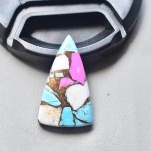 Cotton Candy Turquoise with Arizona Turquoise Cabochon / Freeform Shape / 23.05 Ct. / 29x18x6 mm. / Loose Gemstone / Q-397
