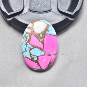 Cotton Candy Turquoise with Arizona Turquoise Cabochon / Oval Shape / 35.05 ct. / 32x23x5 mm. / Loose Gemstone / Q-358