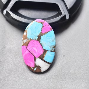 Cotton Candy Turquoise with Arizona Turquoise Cabochon / Oval Shape / 20.65 ct. / 30x19x4 mm. / Loose Gemstone / Q-362