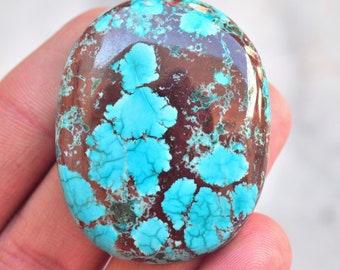 Turquoise Cabochon / Unique Dyed Magnesite Gemstone / Cushion Shape / 111.90 ct. / 42x34x8 mm. / Loose Gemstone / H-441