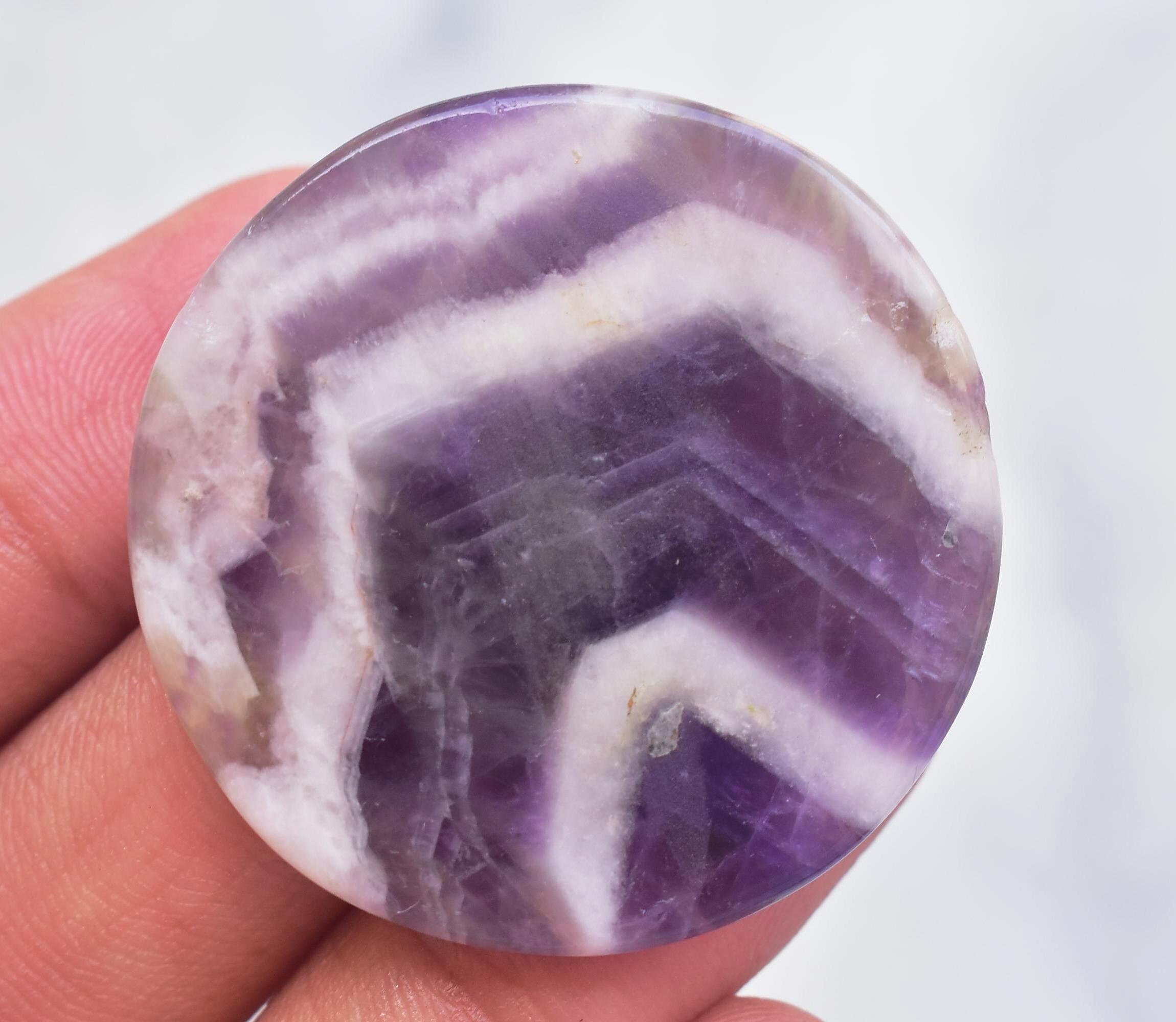 56.30 Ct Amethyst Lace Gemstone Round Shape Amethyst Lace Cabochon / 37x5 mm L-454 / Loose Gemstone 56.30 Ct Amethyst Lace Gemstone Round Shape Amethyst Lace Cabochon / 37x5 mm L-454 / Loose Gemstone