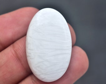 White Scolecite Cabochon / White Scolecite Gemstone / Oval Shape / 26.75 Ct. / 32x20x6 mm. Loose Gemstone H-777
