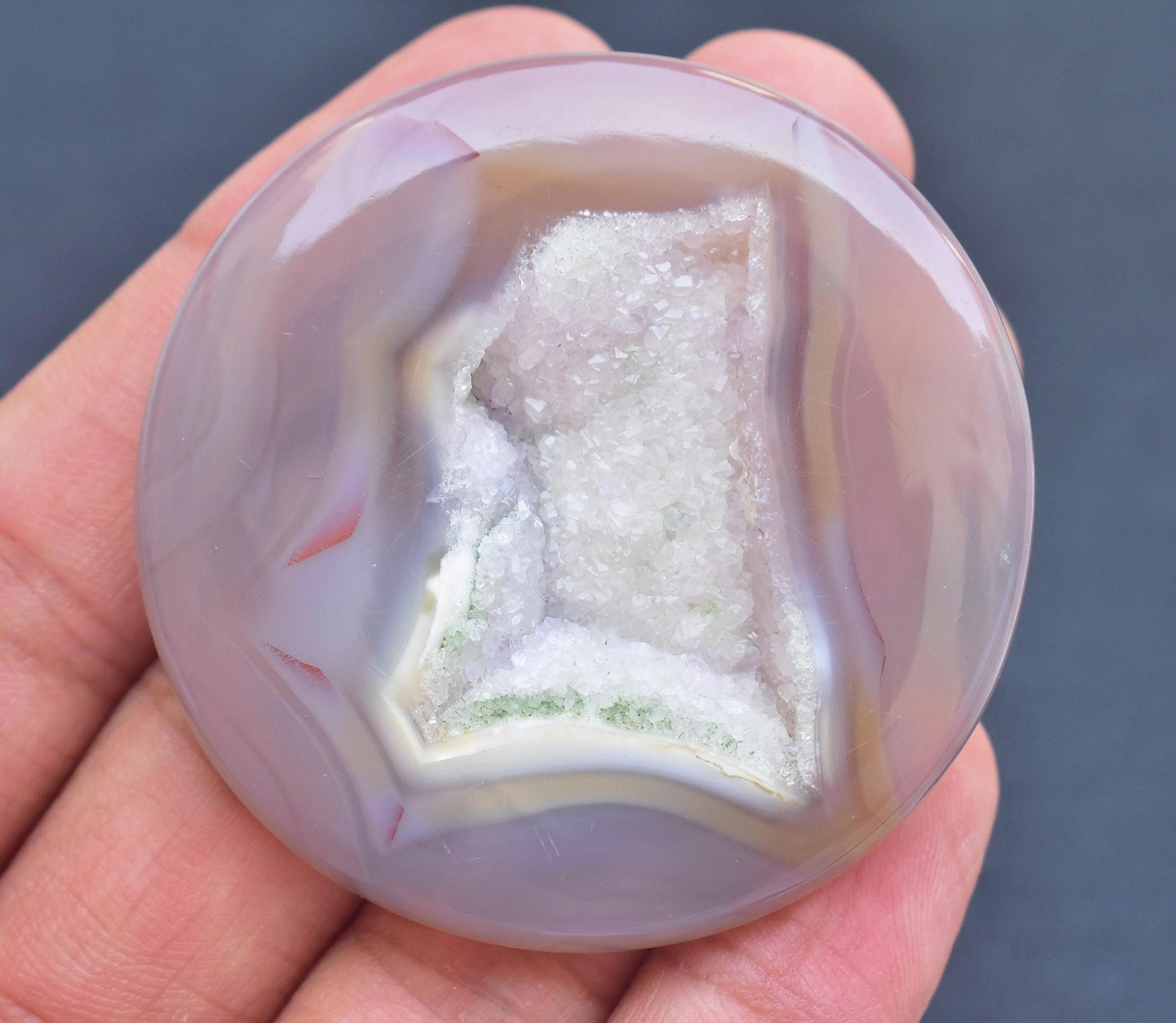 Agate Druzy Cabochon / White Agate Druzy Gemstone / Round Etsy