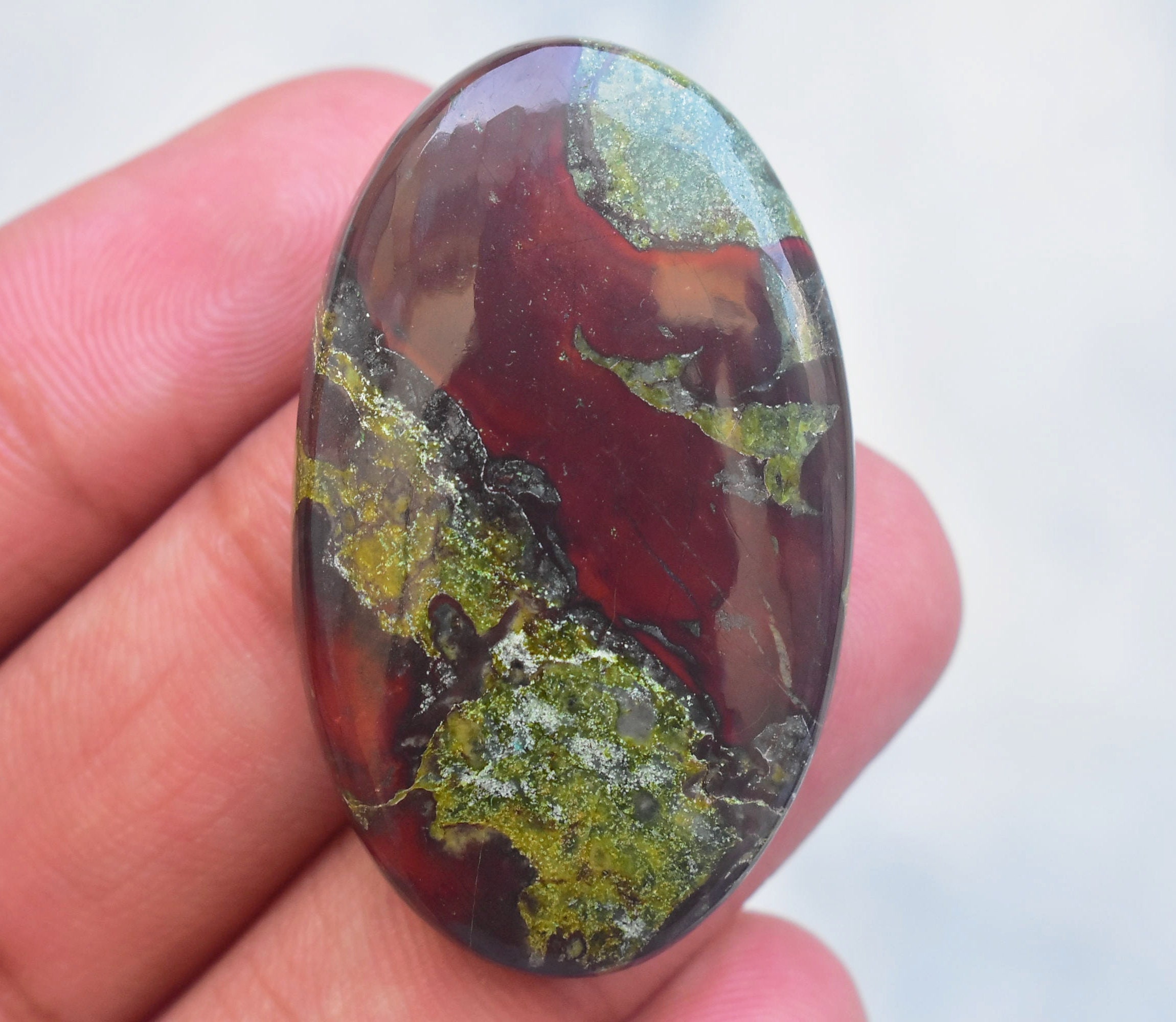 Dragon Jasper Cabochon / Dragon Jasper Gemstone / Oval Shape / Etsy