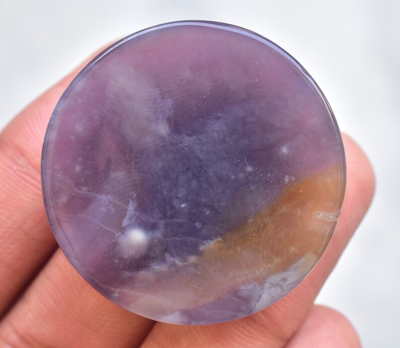 36x6 mm Loose Gemstone I-751 Purple Chalcedony Cabochon Purple Chalcedony Gemstone Round Shape 72.75 ct