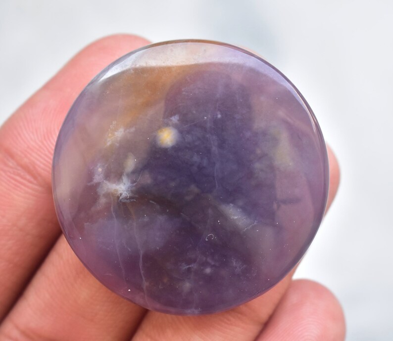 36x6 mm Loose Gemstone I-751 Purple Chalcedony Cabochon Purple Chalcedony Gemstone Round Shape 72.75 ct