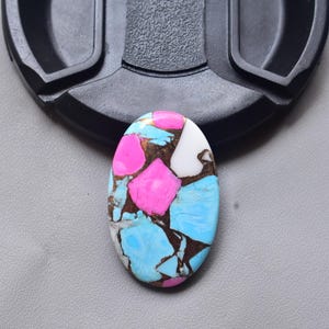Cotton Candy Turquoise with Arizona Turquoise Cabochon / Oval Shape / 23.50 Ct. / 30x19x5 mm. / Loose Gemstone / Q-372