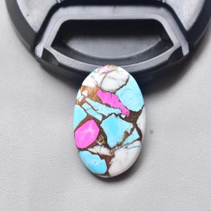 Cotton Candy Turquoise with Arizona Turquoise Cabochon / Oval Shape / 23.55 ct. / 28x18x5 mm. / Loose Gemstone / Q-360