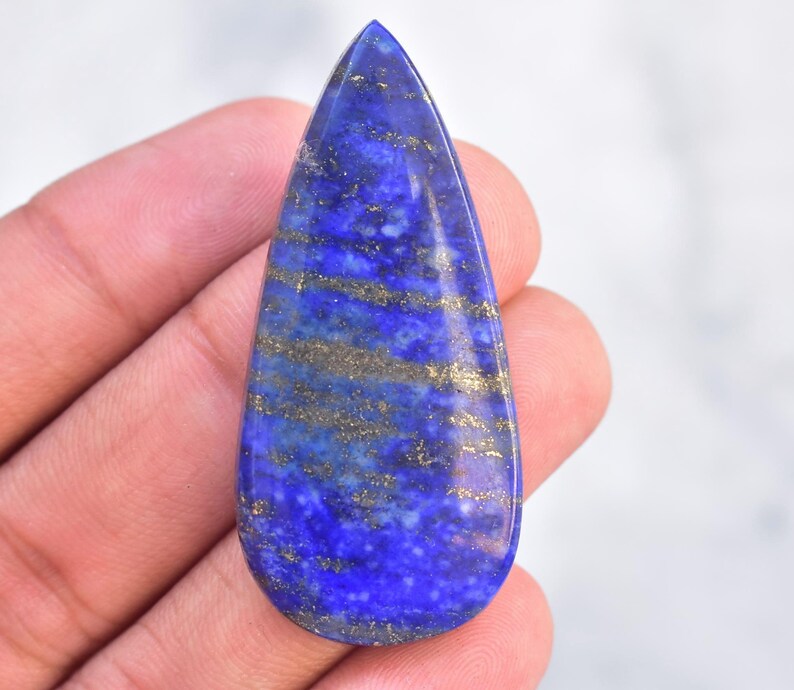 Loose Gemstone J-137 Lapis Lazuli Cabochon Top Grade Lapis Lazuli Gemstone Pear Shape 52.15 Ct 48x22x5 mm