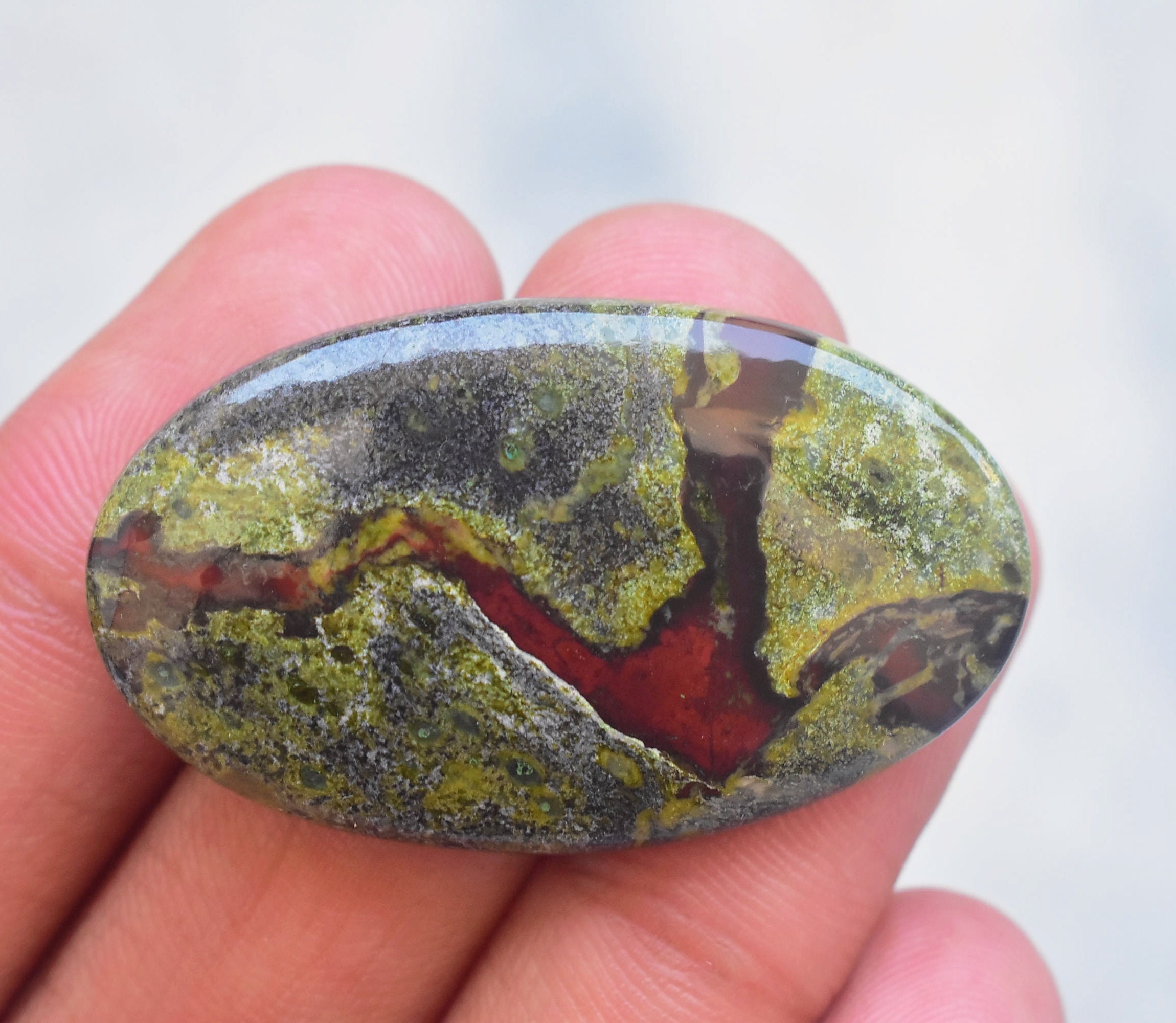 Dragon Jasper Cabochon / Dragon Jasper Gemstone / Oval Shape / Etsy