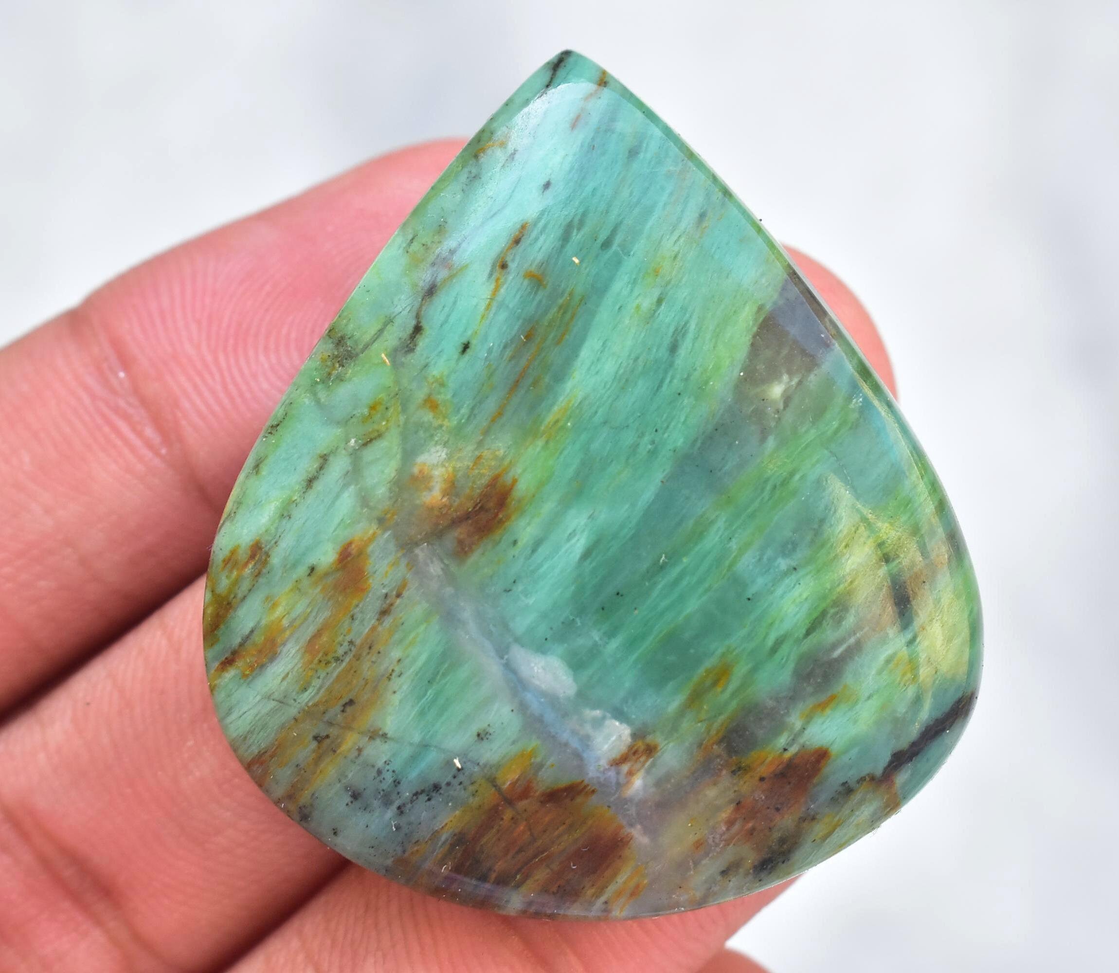 Green Prase Jasper Cabochon / Green Prase Jasper Gemstone / Etsy