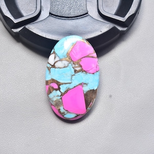 Cotton Candy Turquoise with Arizona Turquoise Cabochon / Oval Shape / 31.05 ct. / 31x20x5 mm. / Loose Gemstone / Q-368