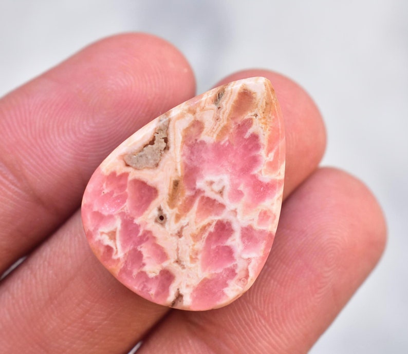 Rhodochrosite Cabochon High Quality Rhodochrosite Gemstone Pear Shape 32.30 Ct Loose Gemstone I-527 27x21x6 mm