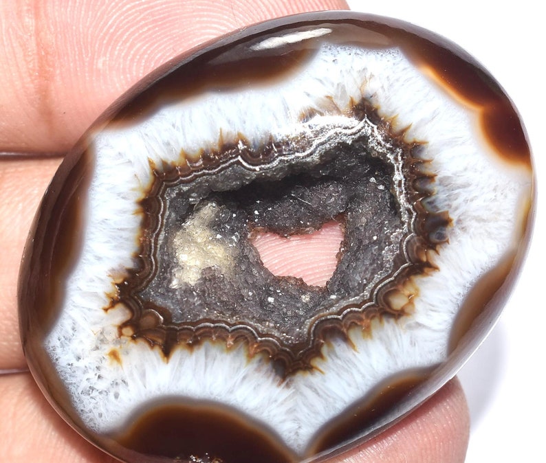 Natural Agate Druzy Cabochon Oval Shape 81.00 Ct 41X32X8 MM One Side Polished Loose Gemstone AK-721
