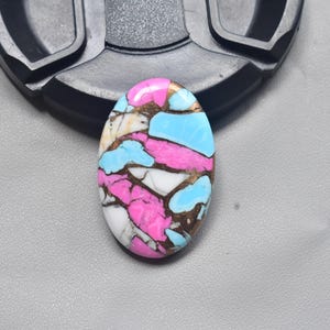 Cotton Candy Turquoise with Arizona Turquoise Cabochon / Oval Shape / 28.75 Ct. / 30x20x6 mm. / Loose Gemstone / Q-375