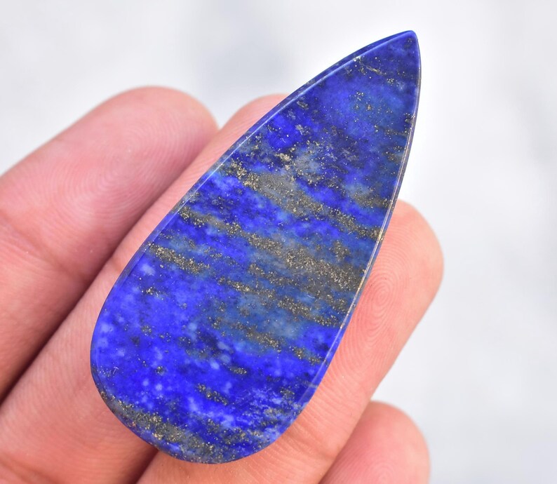 Loose Gemstone J-137 Lapis Lazuli Cabochon Top Grade Lapis Lazuli Gemstone Pear Shape 52.15 Ct 48x22x5 mm