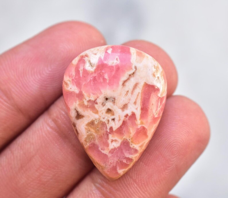 Rhodochrosite Cabochon High Quality Rhodochrosite Gemstone Pear Shape 32.30 Ct Loose Gemstone I-527 27x21x6 mm