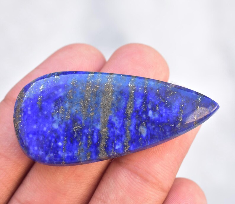 Loose Gemstone J-137 Lapis Lazuli Cabochon Top Grade Lapis Lazuli Gemstone Pear Shape 52.15 Ct 48x22x5 mm