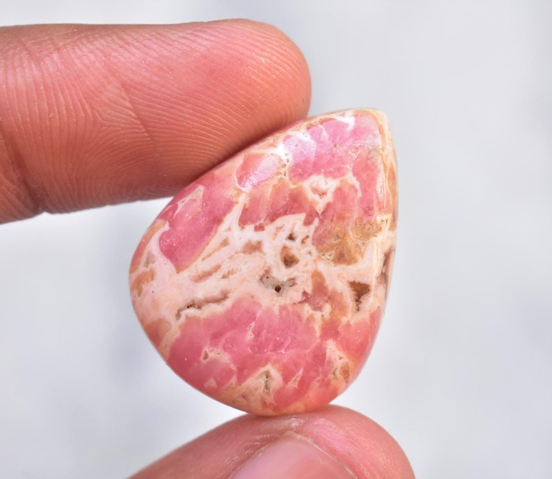 Rhodochrosite Cabochon High Quality Rhodochrosite Gemstone Pear Shape 32.30 Ct Loose Gemstone I-527 27x21x6 mm