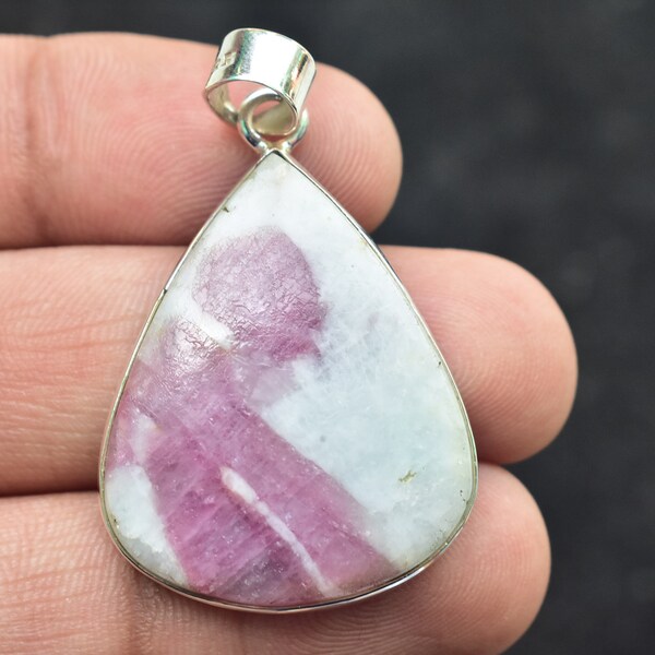 Pink Tourmaline Cabochon / Stamped 925 Sterling Silver Pendant / For Jewelry / Pear Shape / Loose Gemstone Jewelry O-928