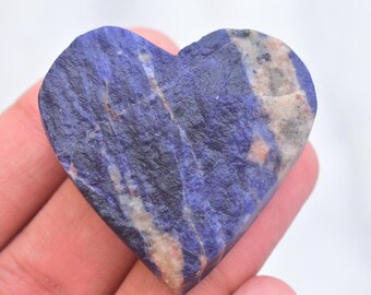 Sodalith Druzy Cabochon / Einzigartiger Sodalith Druzy Edelstein / Herzform / 92.80 Ct. /38x40x9mm. / Edelstein lose / K-153