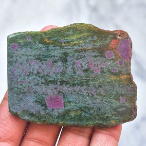 Ruby Fuschite Slice / Top Grade Ruby Fuschite Gemstone Slab / Ruby Fuchsite Raw Slice / 382.65 Ct. / 67X53X7 mm. Loose Gemstone H-347