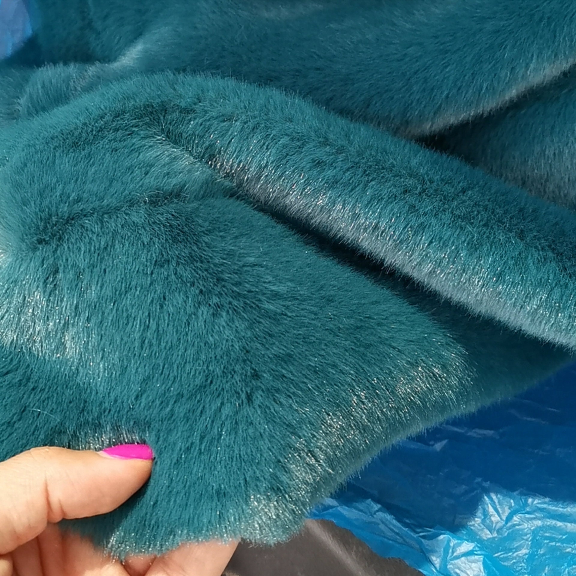 Teal Faux Fur, Dark Turquoise Artificial Fur, Dark Teal Mink, Luxury