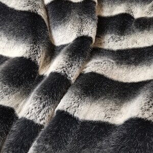 Chinchilla Faux Fur , Animal Print Fur As real, Striped Faux Fur , Luxury black Faux, realistic faux fur, Black Faux Fur