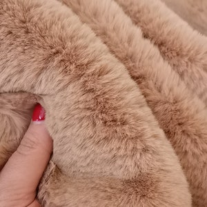 Beige Faux Fur, Rabbit Faux Fur, Cream-Colored Faux Fur Fabric, Cream faux fur, Brown Faux Fur, Beige Fur, Brown Fur