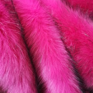 Pelliccia sintetica rosa, Tissavel di volpe rosa, Pelliccia fucsia vera, Pelo lungo rosa acceso, Pelliccia rosa, Tessuto di pelliccia rosa, Pelliccia sintetica cremisi di lusso