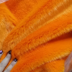 Pelliccia sintetica arancione, pelliccia sintetica Tissavel, pelliccia vera, pelliccia sintetica arancione brillante, visone arancione, pelliccia sintetica di lusso color volpe
