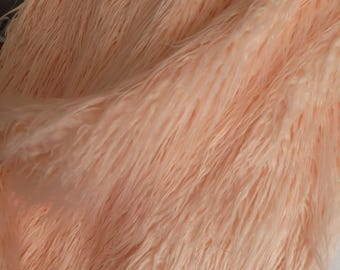 Peach Shaggy Faux Fur Fabric