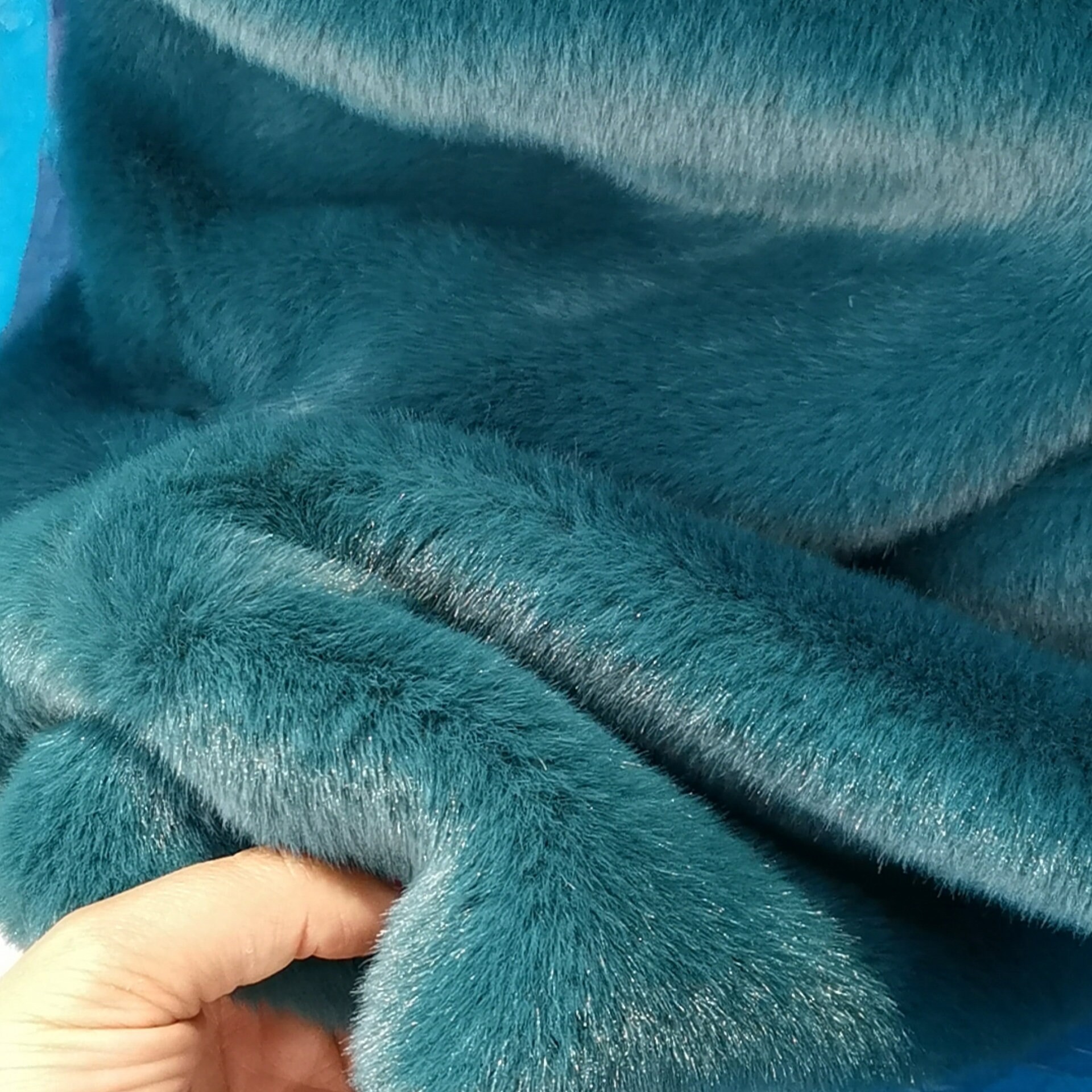 Teal Faux Fur, Dark Turquoise Artificial Fur, Dark Teal Mink, Luxury