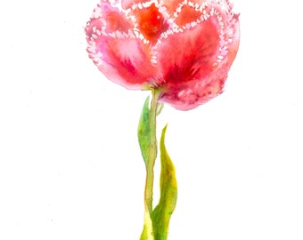 Rosa Tulpe Aquarell Malerei Kunstdruck (Digital Download)