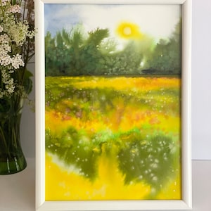 PRINTABLE Wall Art Dandelion Field Painting Wildflower field DIGITAL DOWNLOAD
