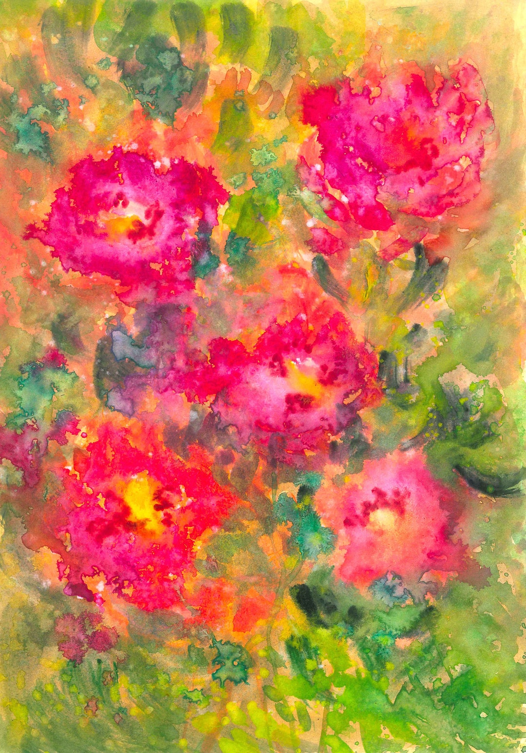 Red Roses Bouquet Print Floral Instant Art INSTANT DOWNLOAD Flower ...