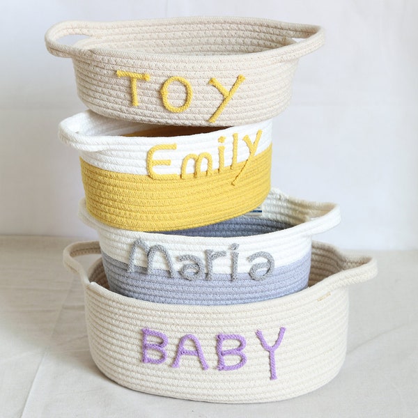 Embroidered Rope Baskets Etsy