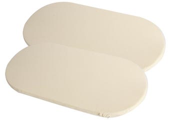 2 Pack Organic Cotton Natural Color Baby Bassinet Mattress Cover  (Oval)