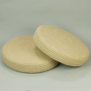 Handmade Coiled Round Natural Jute Floor Seat Cushion Jananese Tatami Seating, Foam Chair Pad