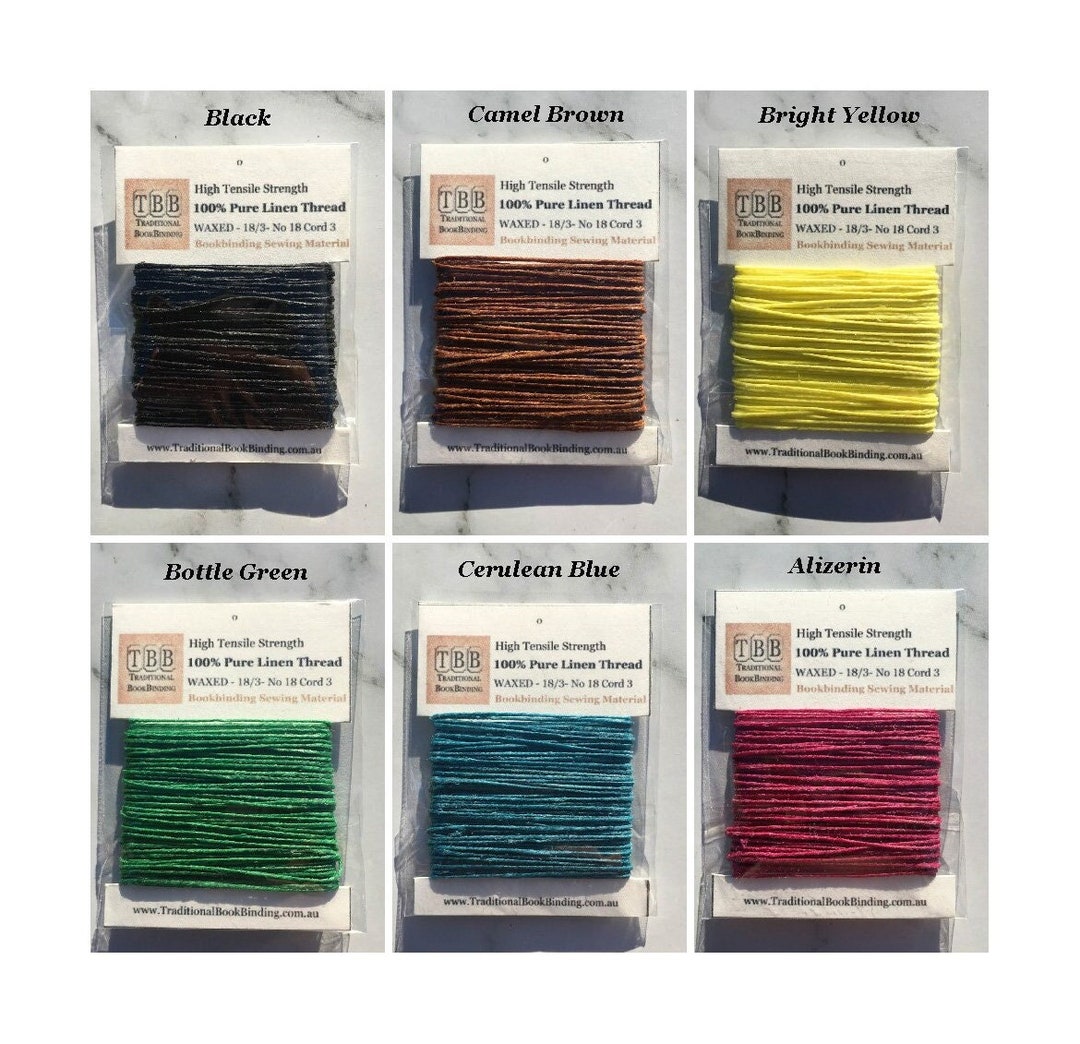 100% Pure Linen Thread- Waxed- 18/3 No.18 Cord 3- Approx 1mm Thick- 22 ...