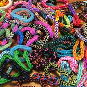 Rainbow Loom Fishtail Rubber Band Bracelet (5 bracelets in each order) - Grab Bag of Bracelets -  Mystery - Random - Surprise