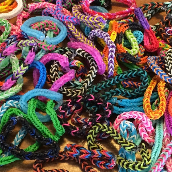 Rainbow Loom Fishtail Rubber Band Bracelet (5 bracelets in each order) - Grab Bag of Bracelets -  Mystery