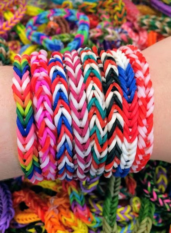 Buy Rainbow Tire Track Black and White Rainbow Loom Rubber Band Bracelet  Loom Bands Craft Kids Jewelry Kit Stretchy Pride Loom Colorful Gift Online  in India - Etsy