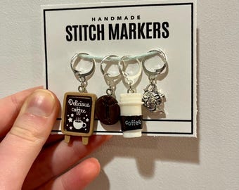 Handmade Coffee & Tea Stitch Markers:  Crochet Knit Progress Keeper