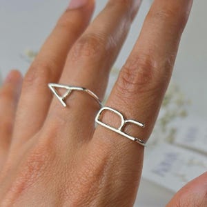 Sterling Silver Initial Ring – Minimalist Letter Ring | Personalized Handmade Jewelry